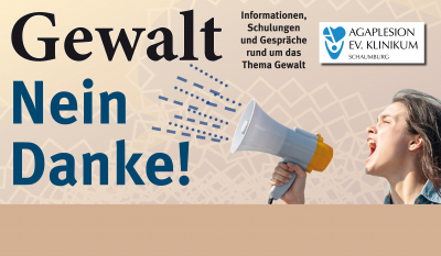 Veranstaltung „Gewalt NEIN Danke!“ am AGAPLESION EV. KLINIKUM SCHAUMBURG Plakat Megaphon 5